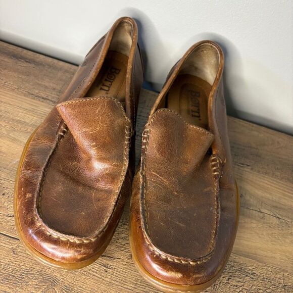 Born Brown Leather Classic Slip-On Loafers men\'s 9 Good Used Condition see pix f main image 5
